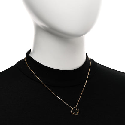 Van Cleef & Arpels 18K Yellow Gold Black Onyx Vintage Alhambra Pendant Necklace 2 of 4