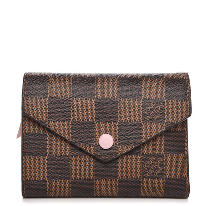 Louis Vuitton Damier Ebene Victorine Wallet Rose Ballerine 1 of 8