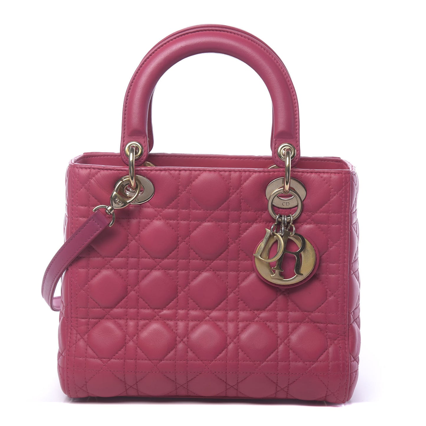 Lambskin Cannage Medium Lady Dior Fuchsia