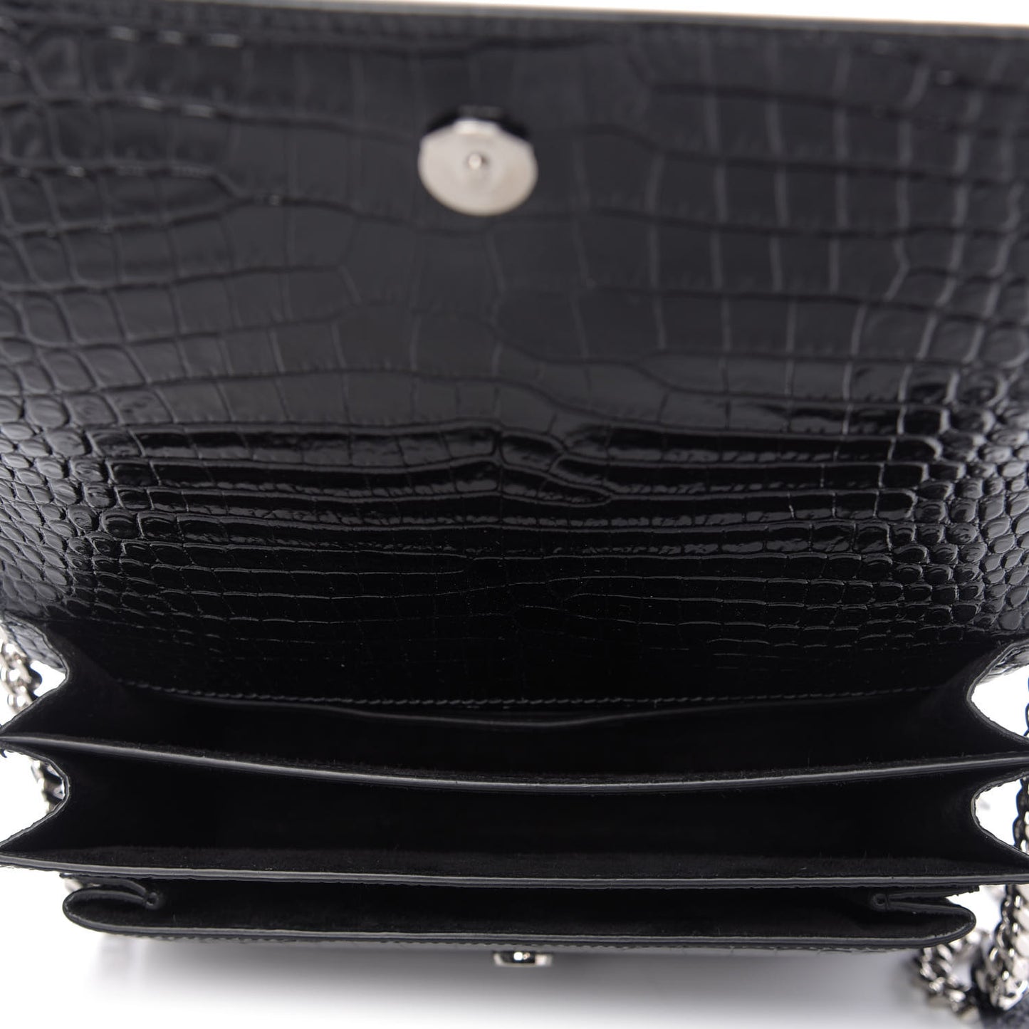 Calfskin Crocodile Embossed Medium Monogram Sunset Black