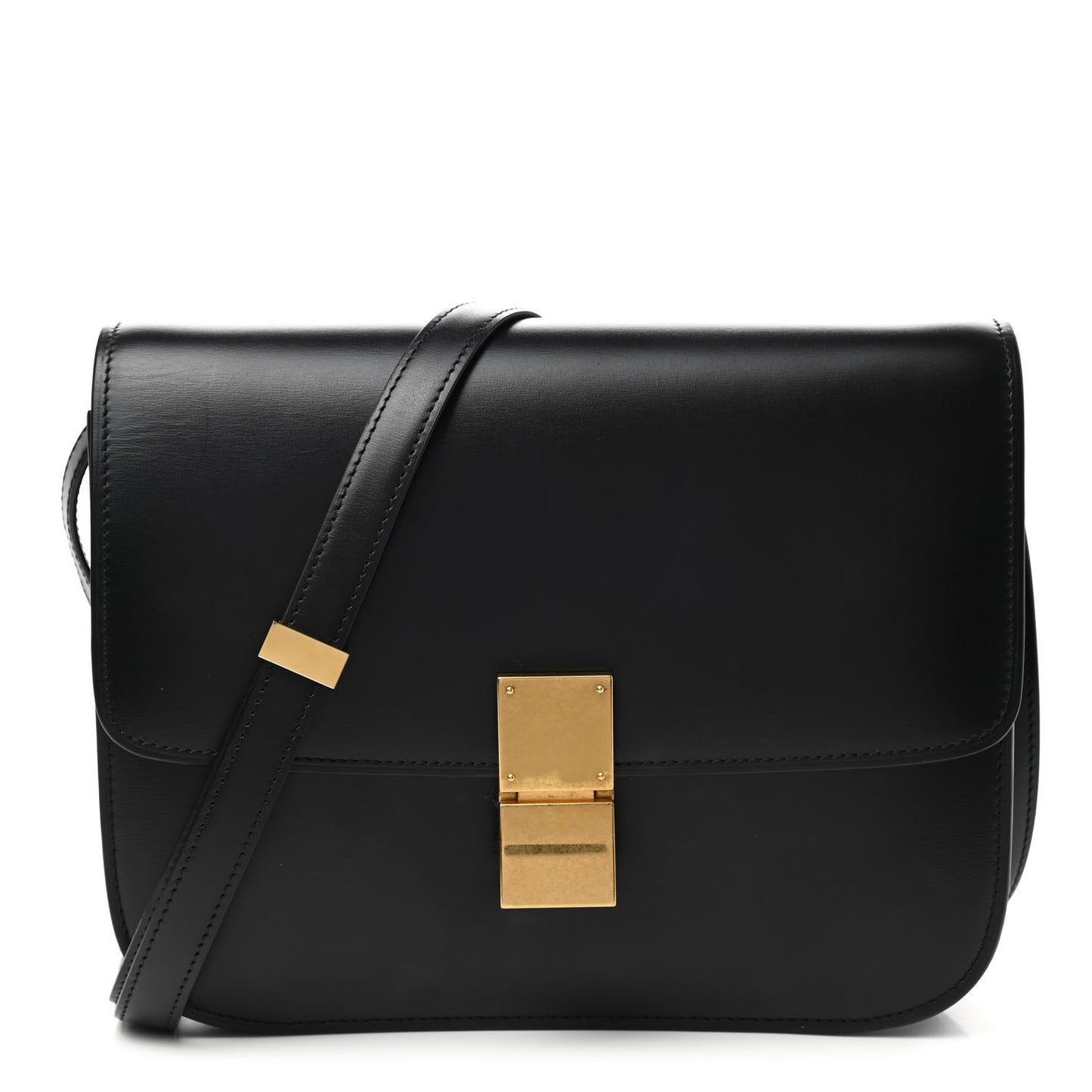 Box Calfskin Medium Classic Box Flap Bag Black