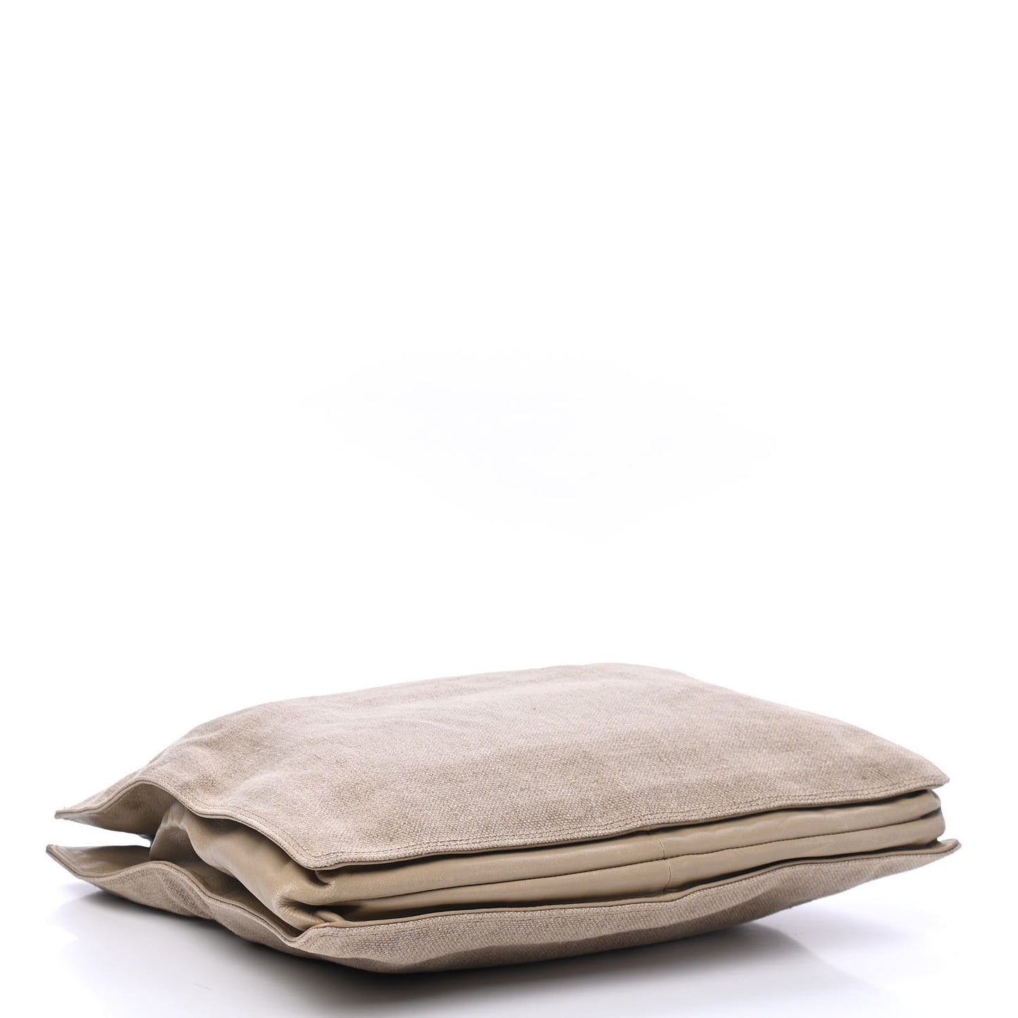 Canvas Calfskin Wooden Handle Bag Beige
