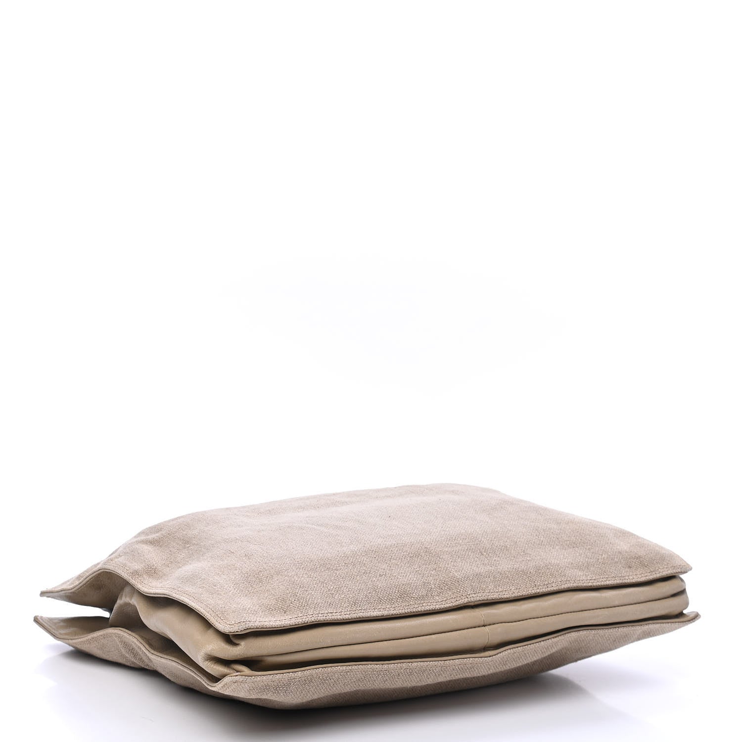Chanel Canvas Calfskin Wooden Handle Bag Beige 3 of 6