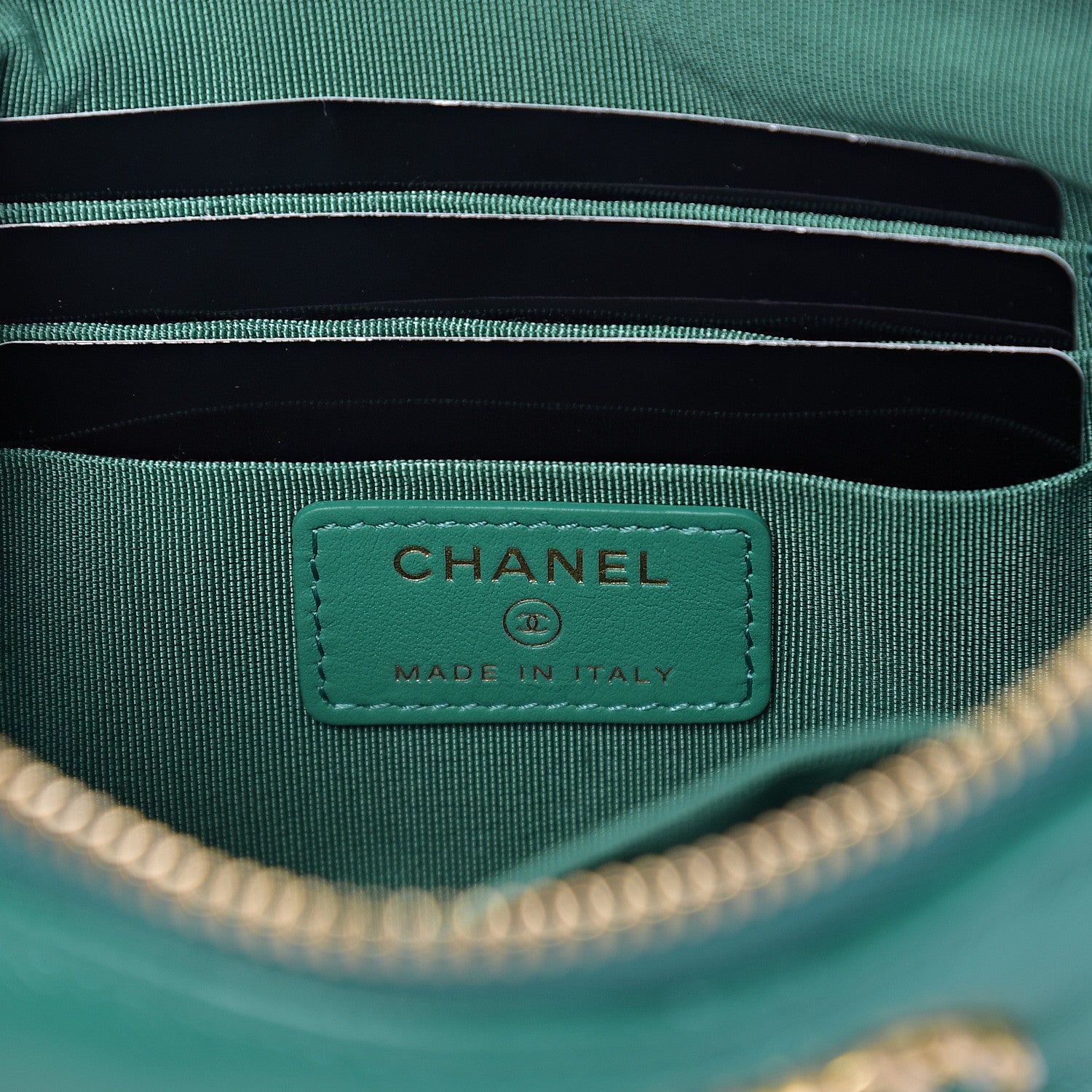 Chanel Goatskin Quilted 19 Cosmetic Case Green 5 of 7