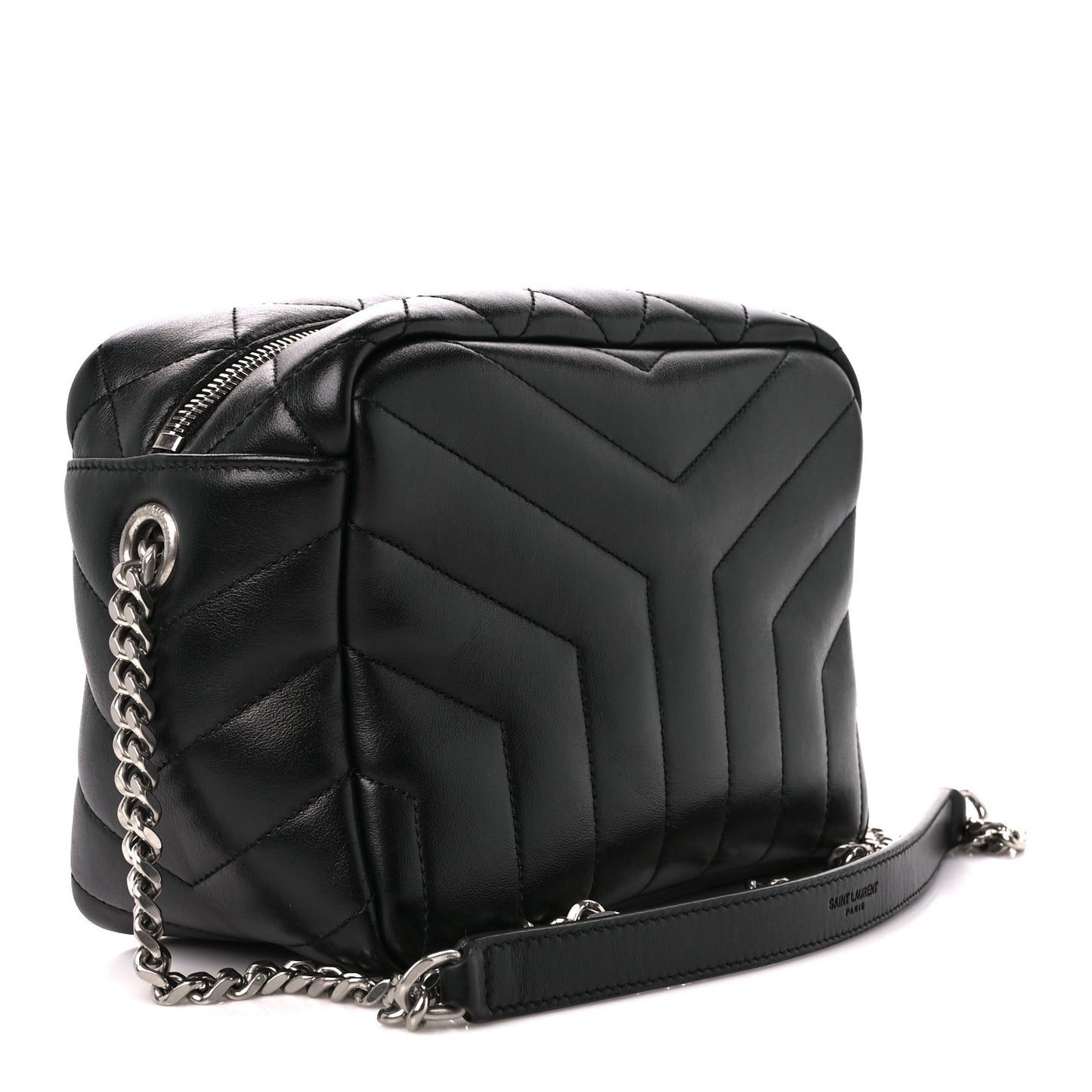Calfskin Y Quilted Monogram Small Loulou Bowling Bag Black