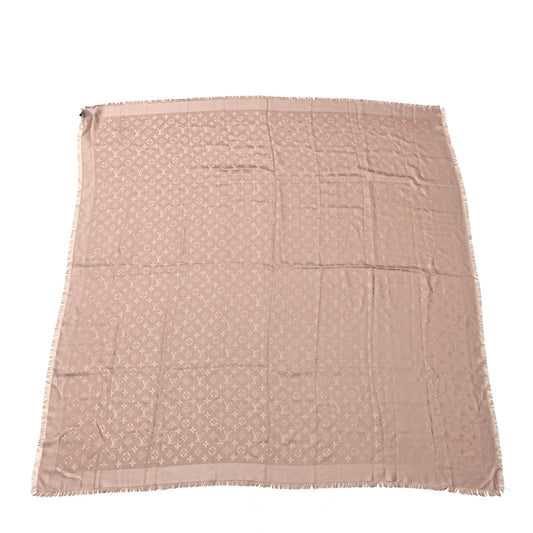 Silk Wool Monogram Shawl Rose