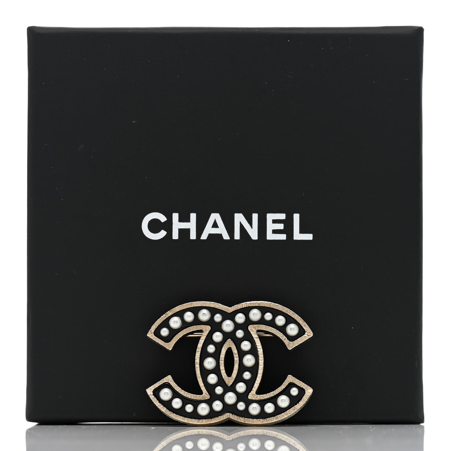 Chanel Pearl Enamel CC Brooch Black Gold 5 of 5