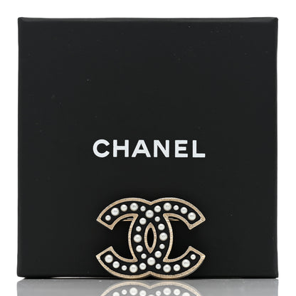 Chanel Pearl Enamel CC Brooch Black Gold 5 of 5