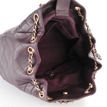 Chanel Lambskin Quilted Large Drawstring Shoulder Bag Dark Purple 5 of 7