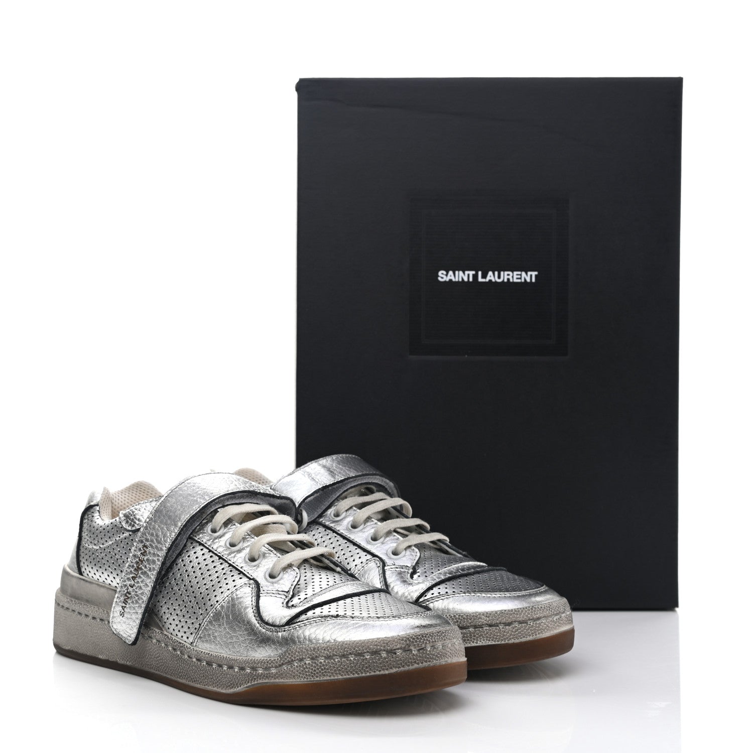 Saint Laurent Calfskin Perforated Womens SL24 Sneakers 39 Argento 12 of 12