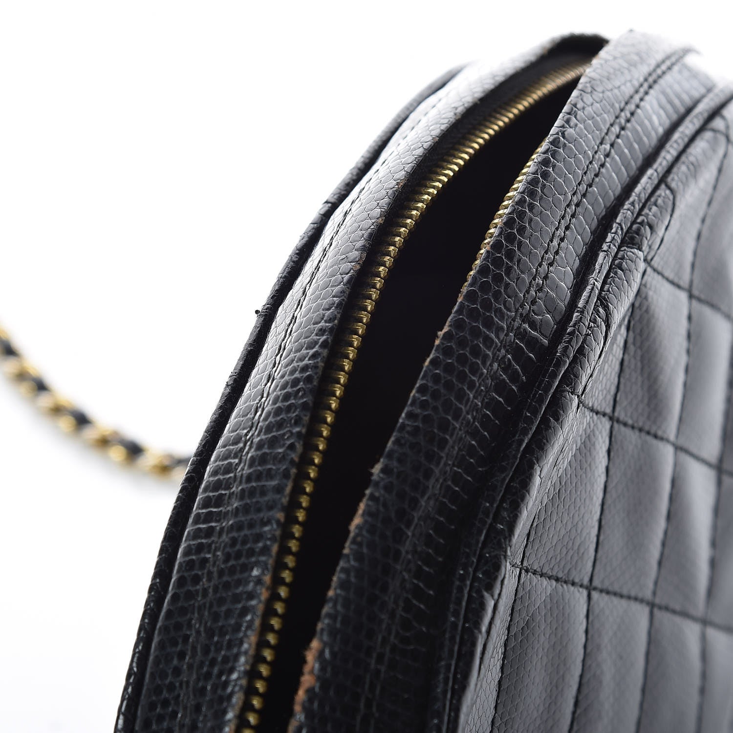 Chanel Lizard Quilted Small Tassel Camera Case Black 12 of 16