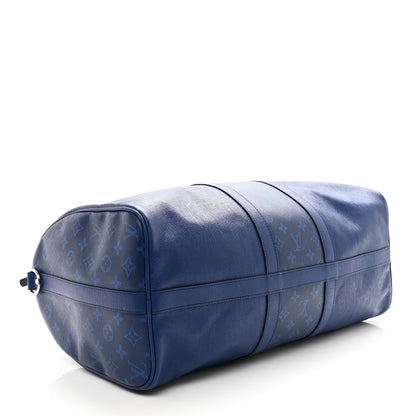 Louis Vuitton Taiga Monogram Eclipse Keepall Bandouliere 50 Pacific Blue 3 of 9