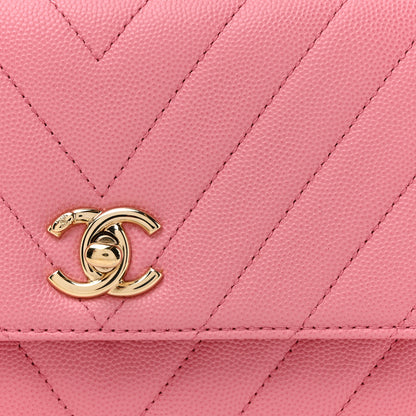 Chanel Caviar Chevron Quilted Mini Coco Handle Flap Pink 9 of 15