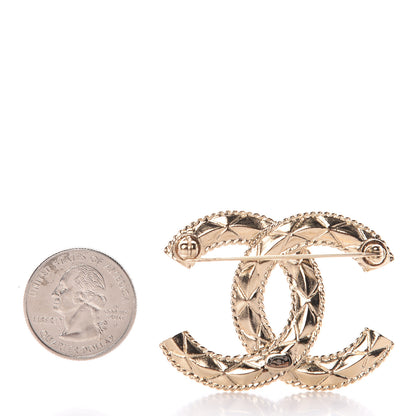 Chanel Pearl Crystal CC Brooch Gold 3 of 4