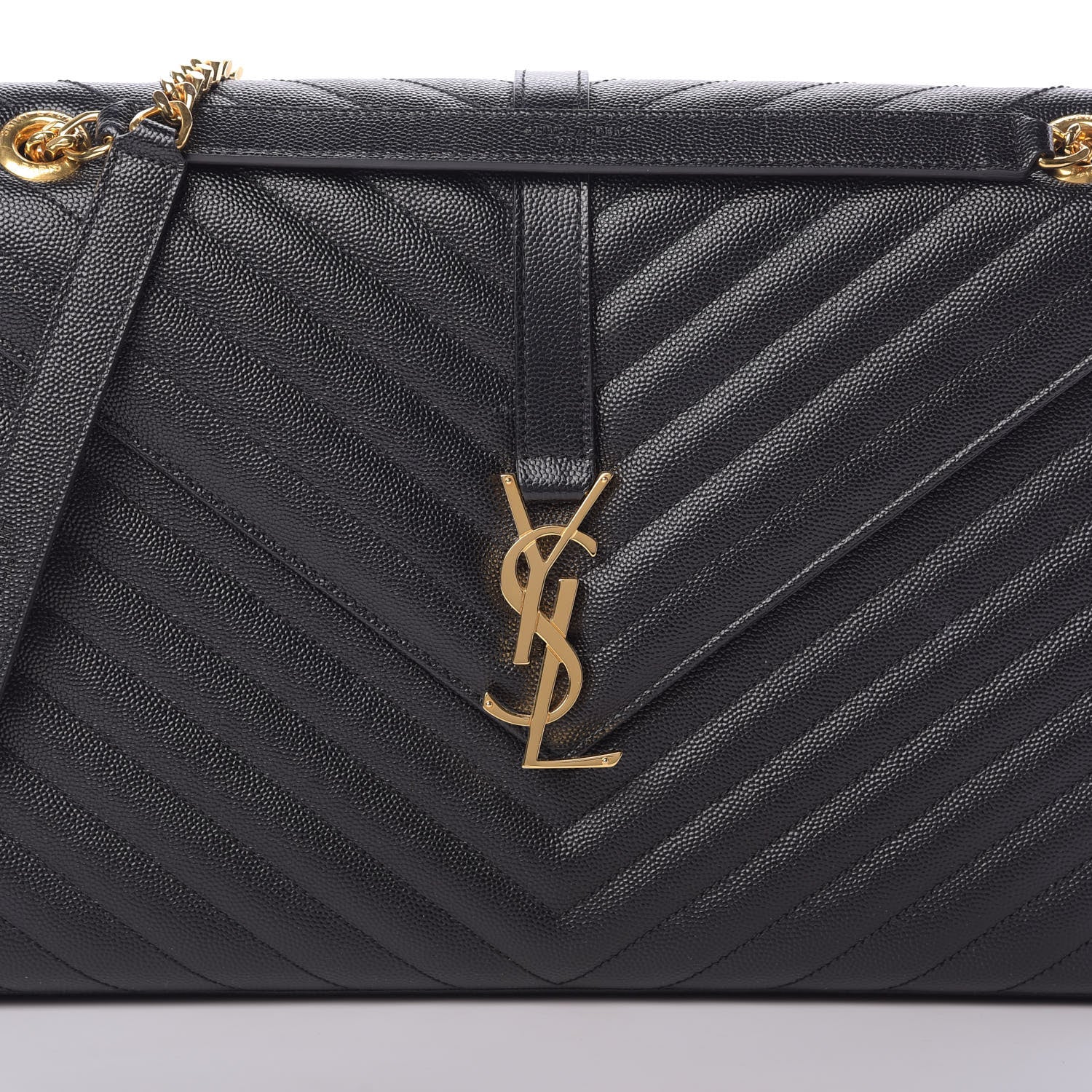 Saint Laurent Grain De Poudre Matelasse Chevron Large Monogram Satchel Black 9 of 13