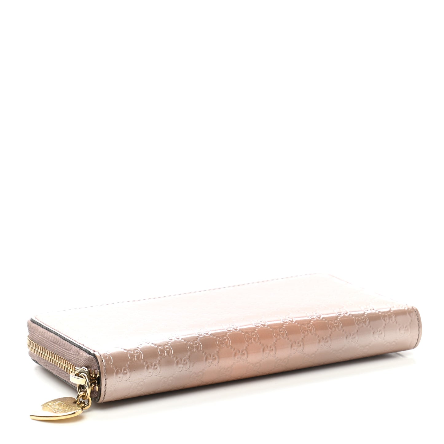 Metallic Microguccissima Zip Around Heart Wallet Pink