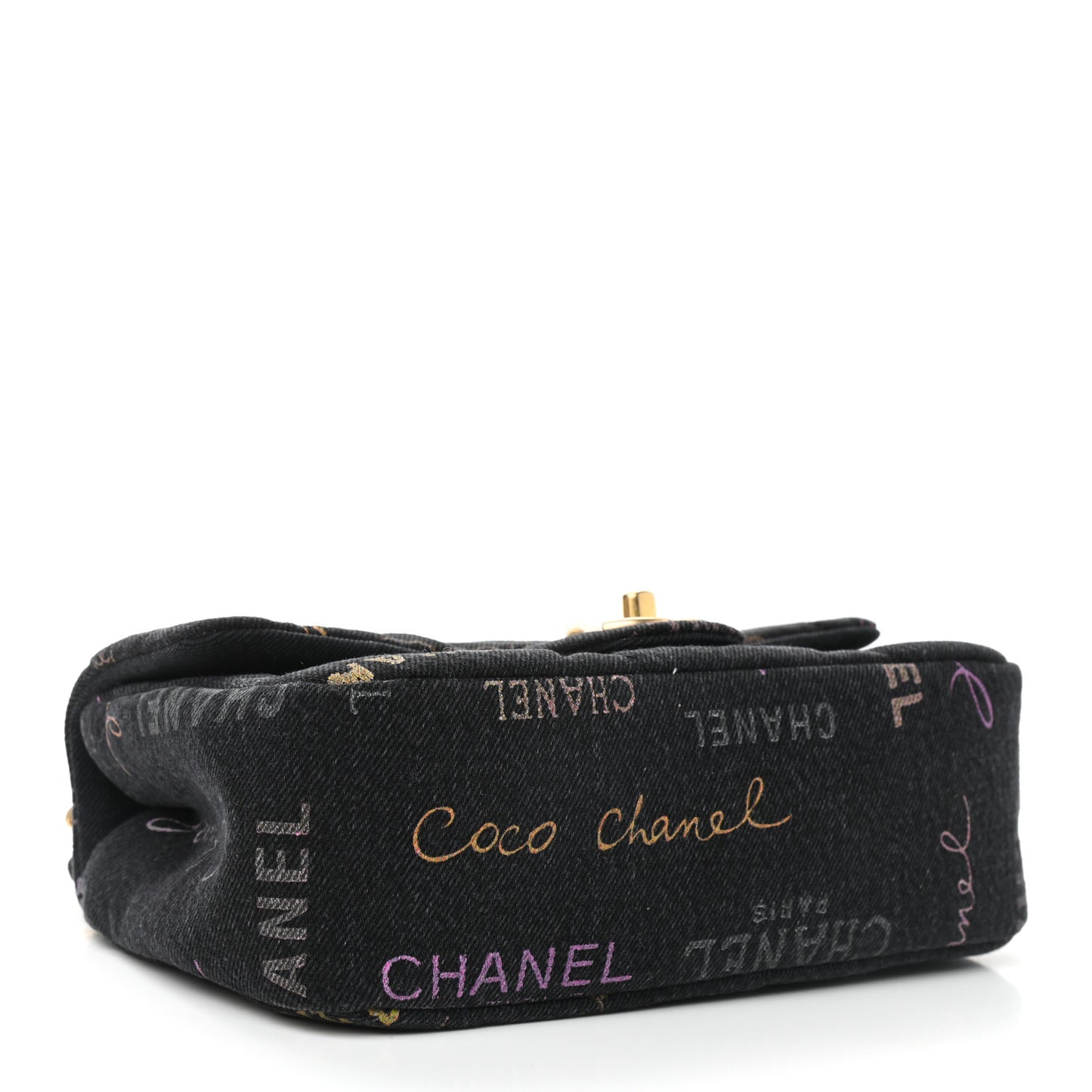 Denim Quilted Denim Mood Mini Rectangular Flap Black Multicolor