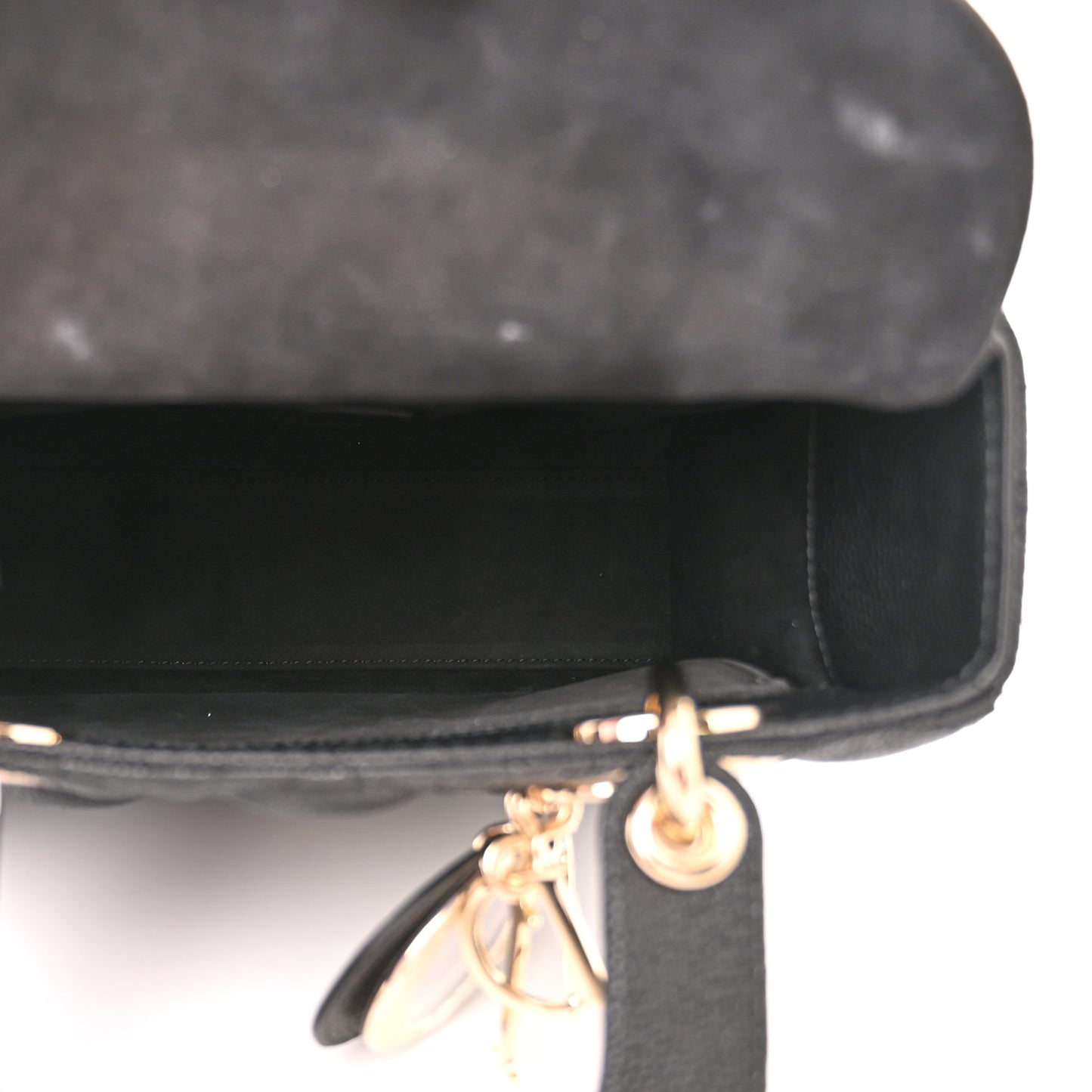 Grained Calfskin Cannage Small Lady Dior Black