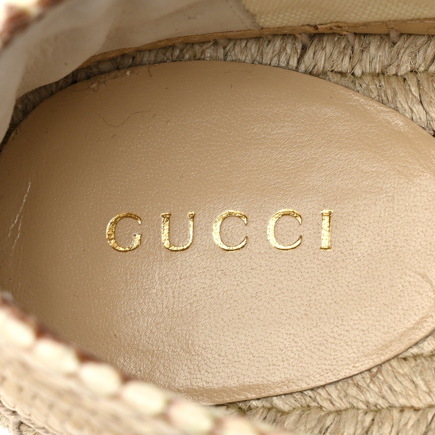 Straw Elaphe Matelasse GG Marmont Espadrilles 38.5 Natural Cream Brown