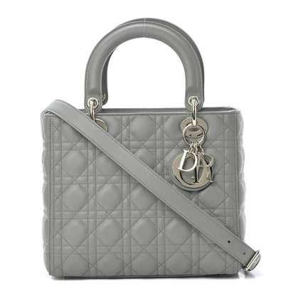 Christian Dior Lambskin Cannage Medium Lady Dior Grey 1 of 12