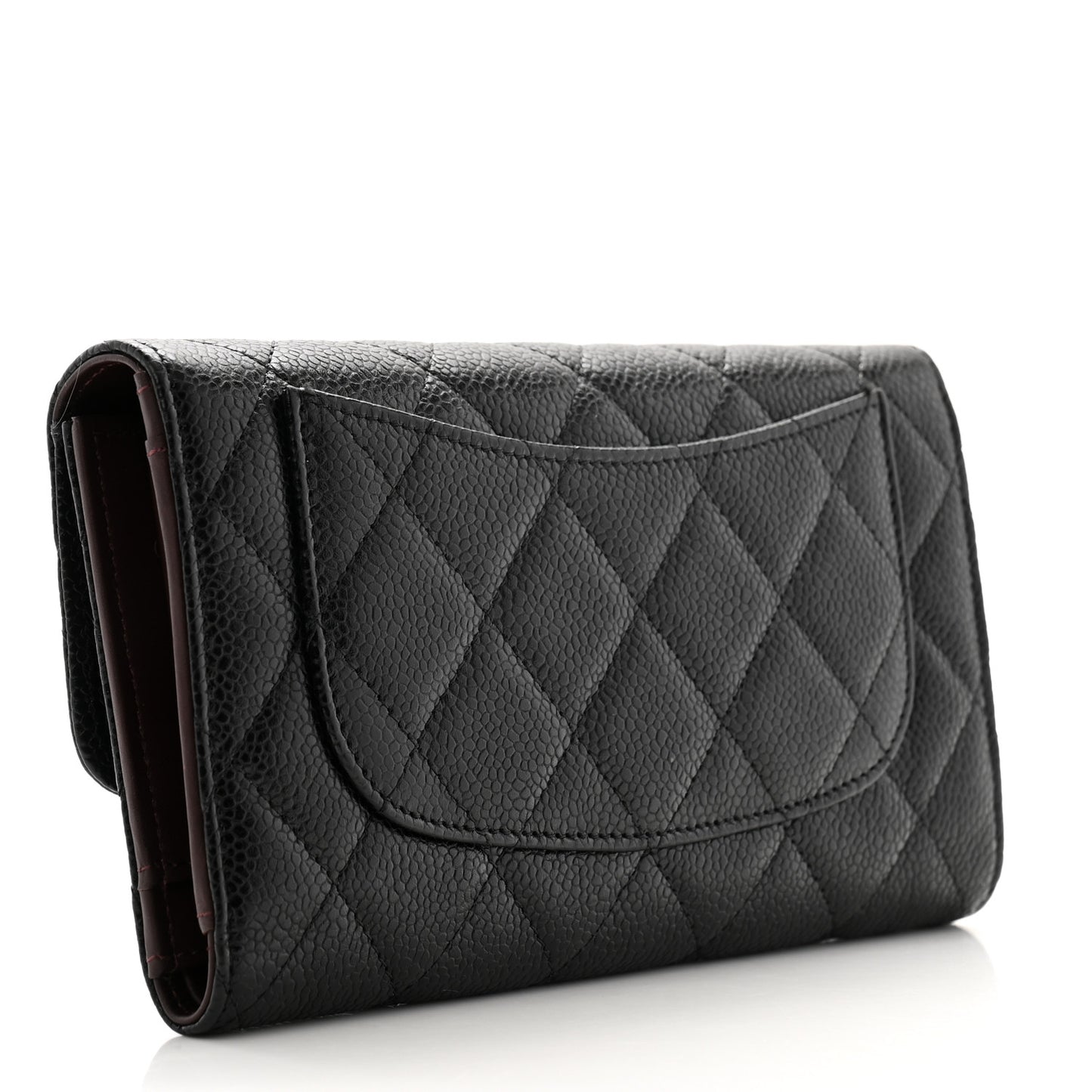 Caviar Quilted Large Flap Wallet Black