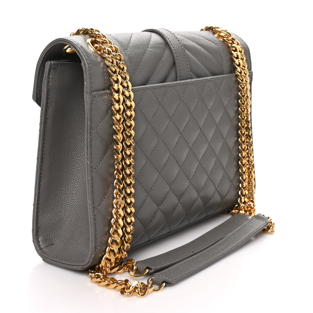 Saint Laurent Grain De Poudre Textured Mixed Matelasse Triquilt Medium Monogram Satchel Fog 3 of 9