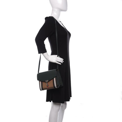 Burberry Derby Calfskin House Check Small Macken Crossbody Bag Dark Bottle Green 2 of 15