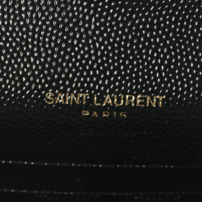 Saint Laurent Grain De Poudre Matelasse Chevron Small Monogram Envelope Wallet Black 6 of 6