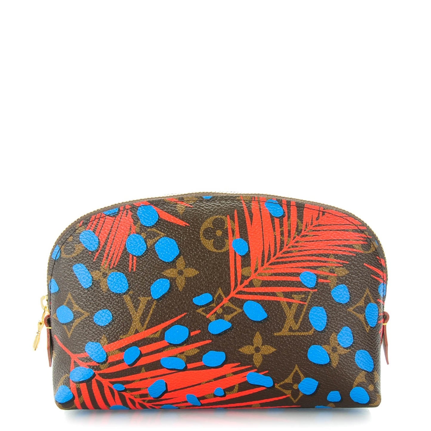 Monogram Jungle Dots Cosmetic Pouch Coquelicot Denim
