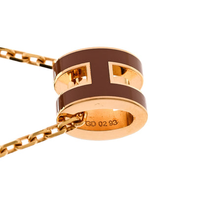 Hermes Lacquered Gold Mini Pop H Pendant Necklace New Gold 6 of 8