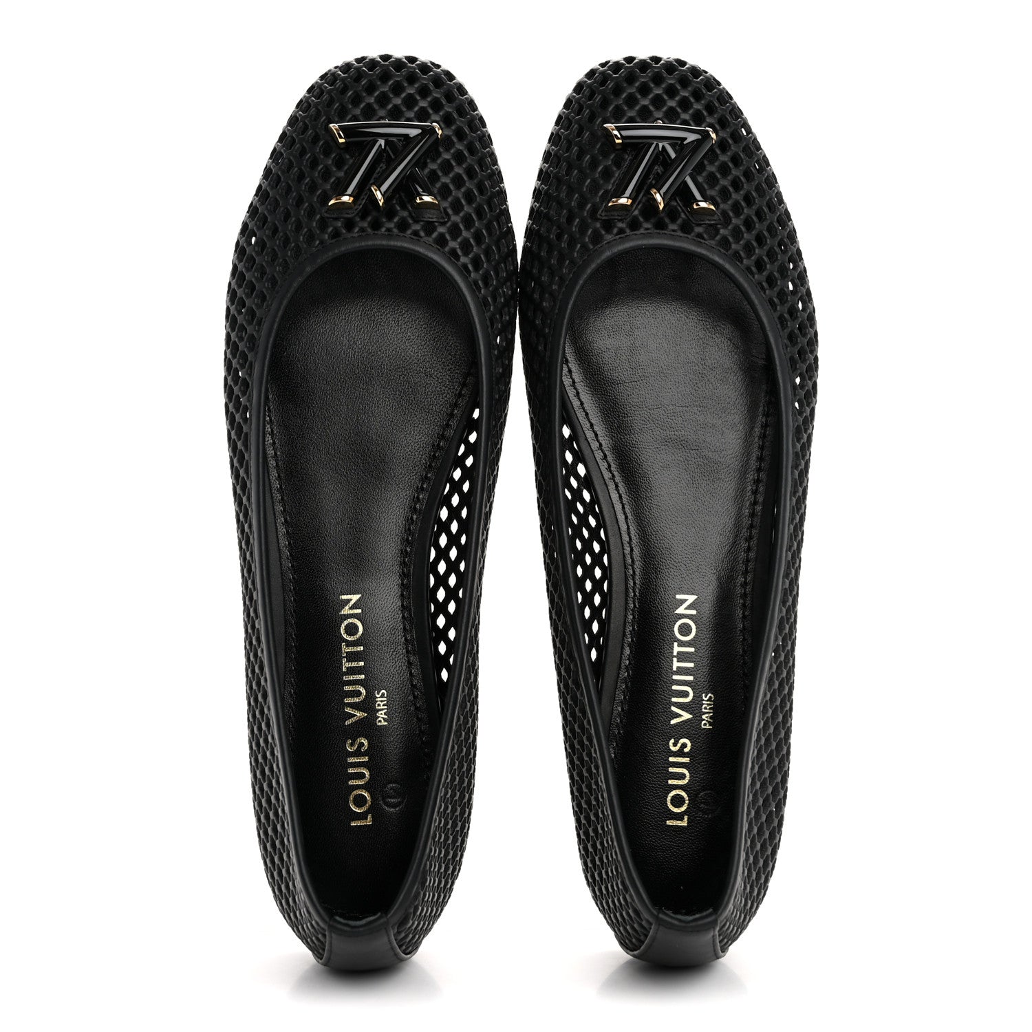 Louis Vuitton Perforated Calfskin Shake Ballerina Flats 41 Black 2 of 8