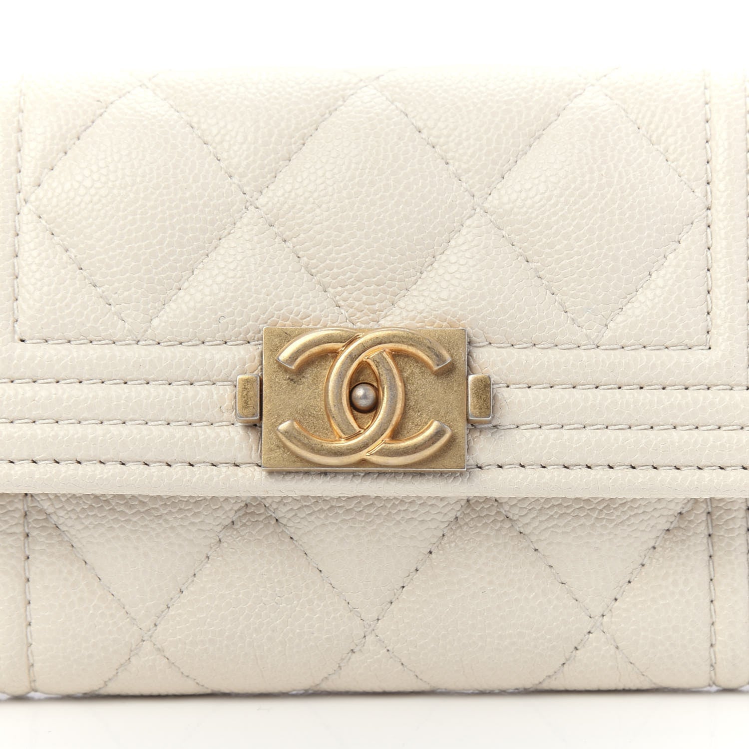 Chanel Caviar Quilted Boy Flap Card Holder White 11 of 11
