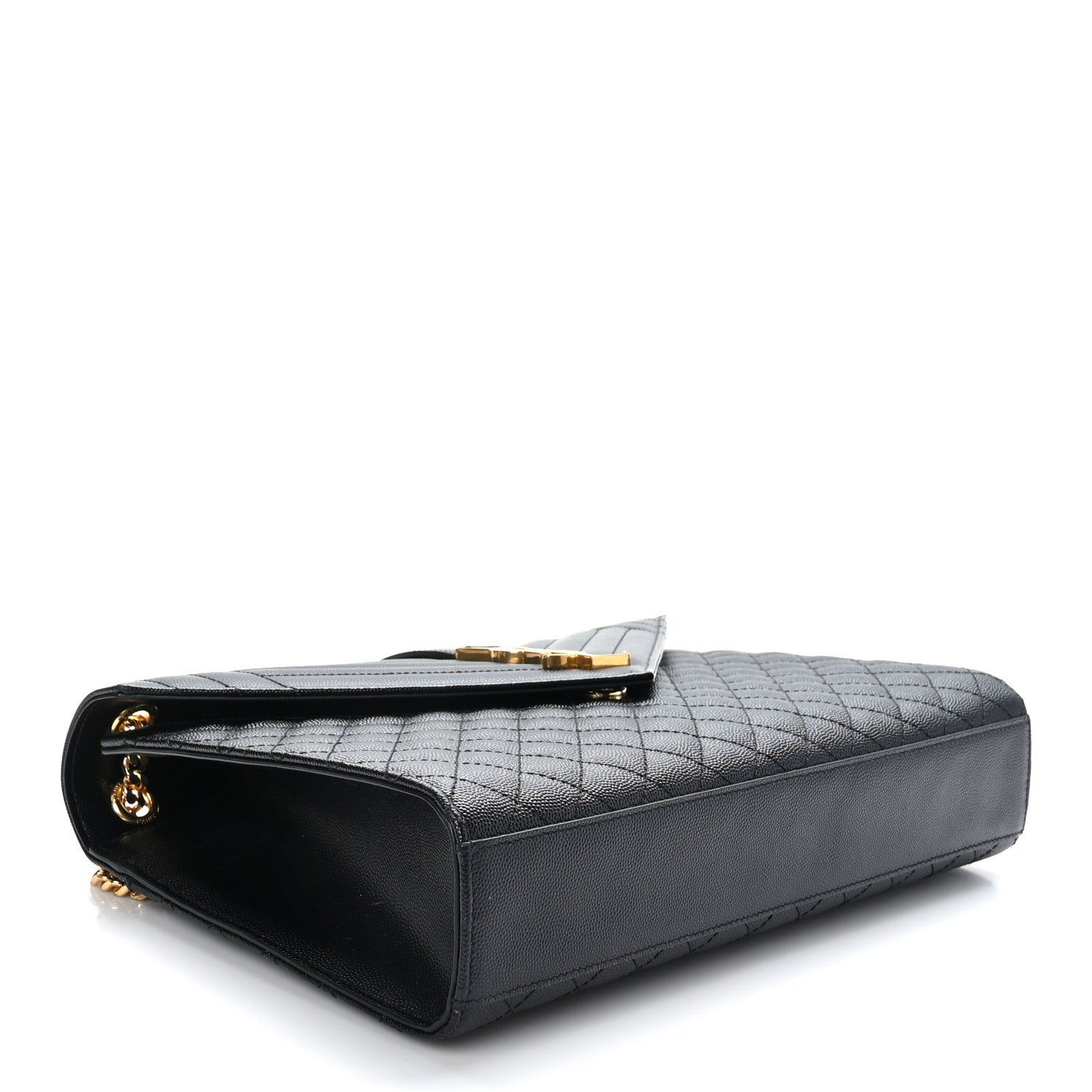 Saint Laurent Grain De Poudre Textured Mixed Matelasse Large Triquilt Monogram Satchel Black 4 of 8