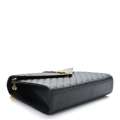 Saint Laurent Grain De Poudre Textured Mixed Matelasse Large Triquilt Monogram Satchel Black 4 of 8