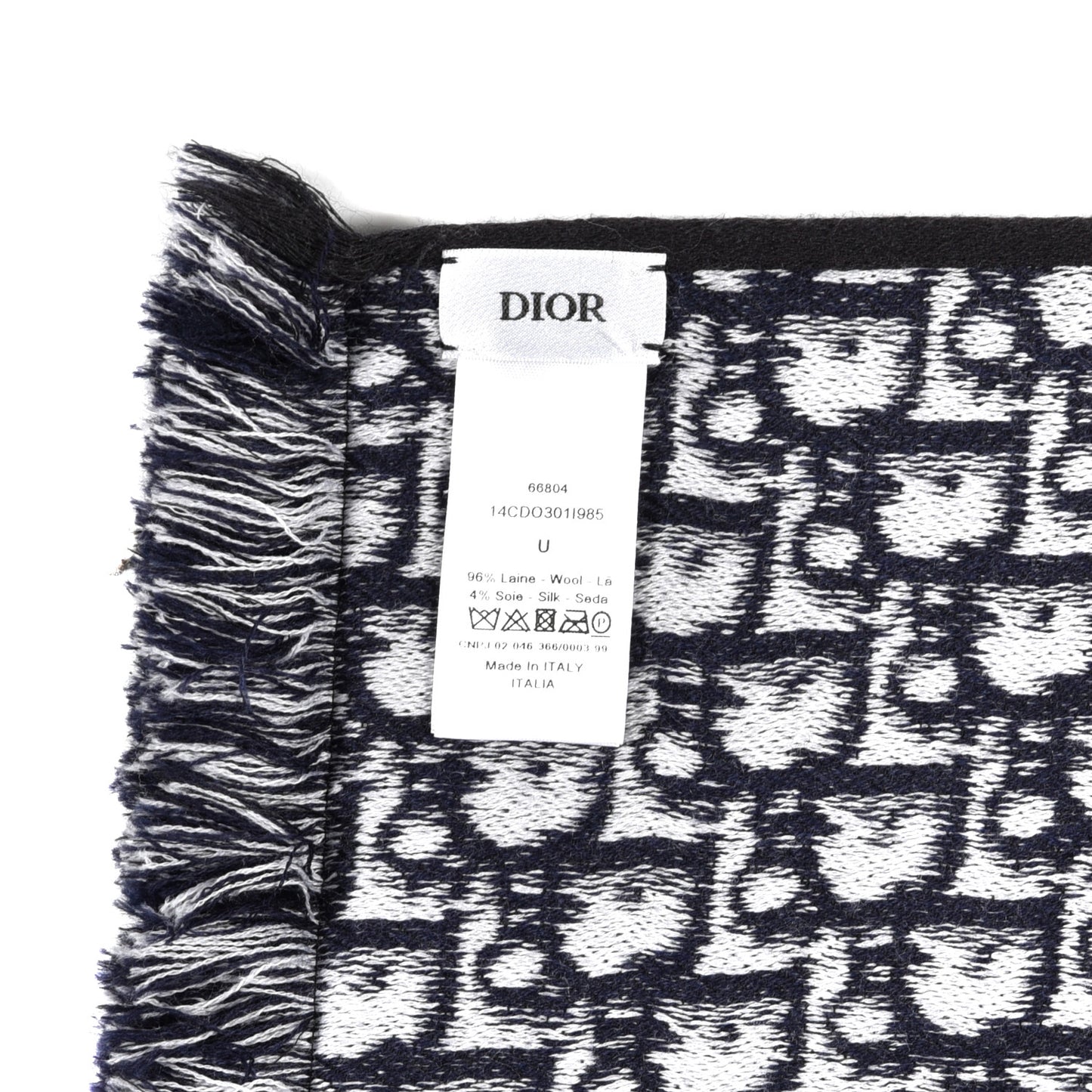 Cashmere Oblique Fringed Scarf Black