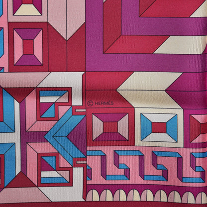 Hermes Silk Le Fil D'Ariane Scarf 90 Fuchsia Bleu Rose 6 of 8