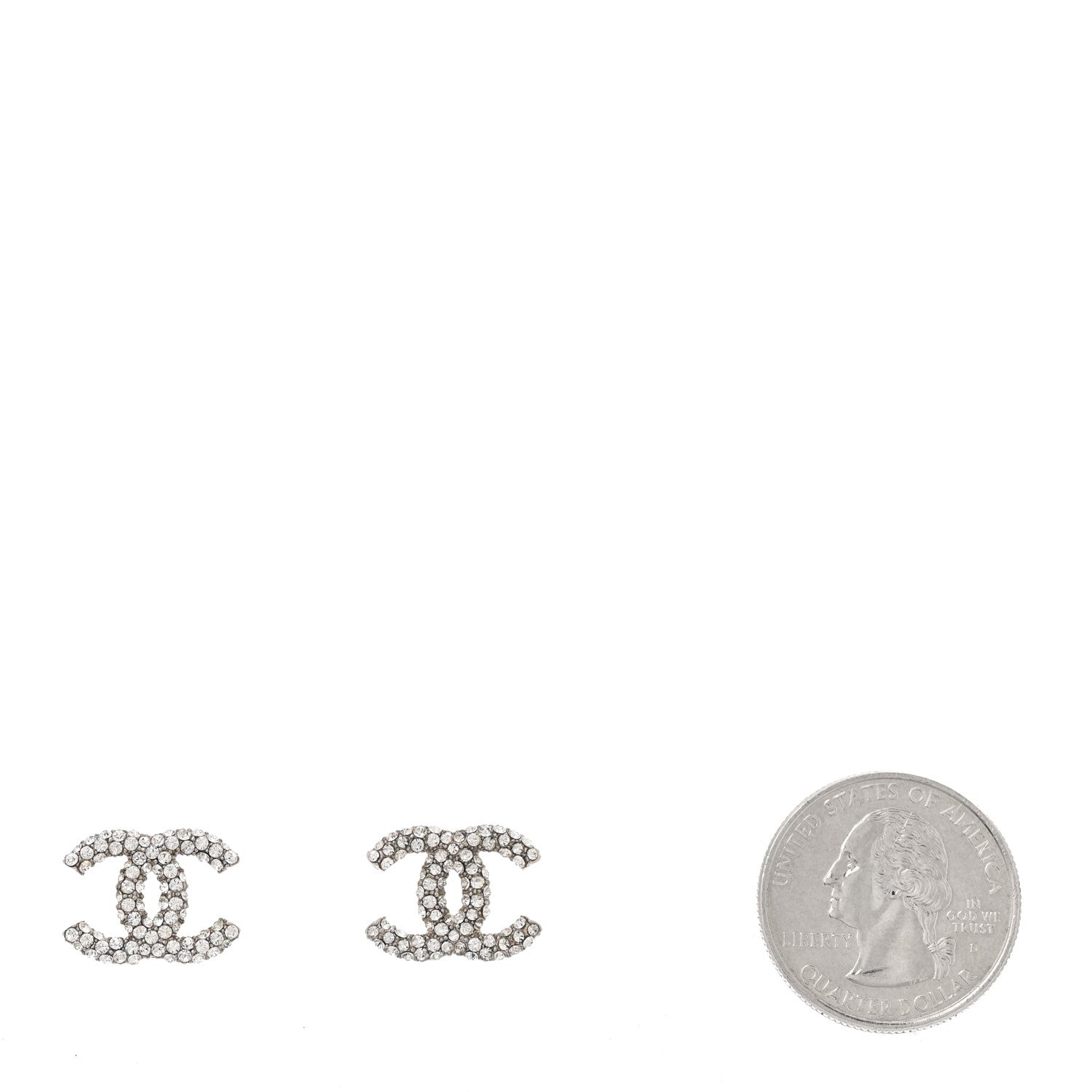 Chanel Crystal CC Earrings Silver 2 of 4