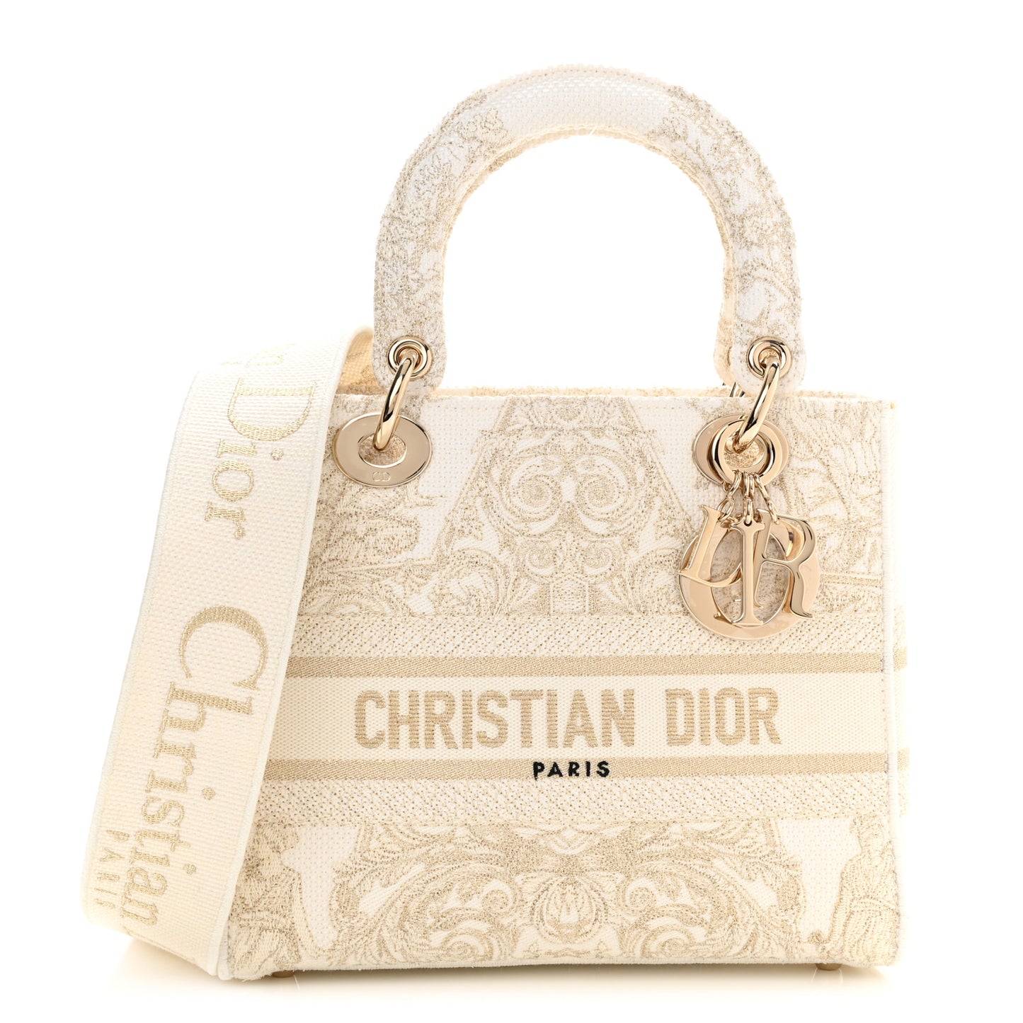 Canvas Around The World Stella Embroidered Medium Lady D-Lite White Gold