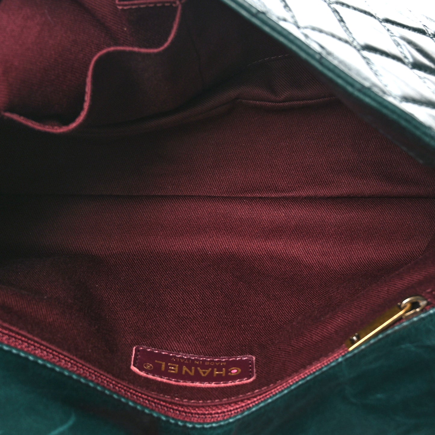 Glazed Calfskin Castle Rock Medium Flap Green