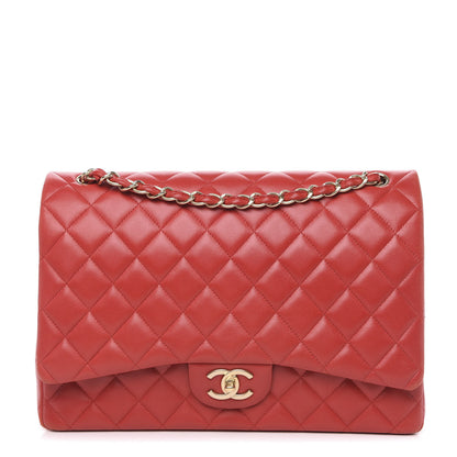 Chanel Lambskin Quilted Maxi Double Flap Red 1 of 18