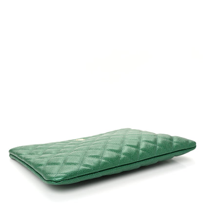 Chanel Metallic Caviar Quilted Medium Cosmetic Case Green 4 of 7