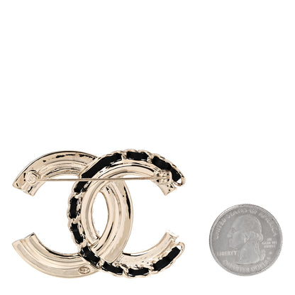 Chanel Lambskin Pearl Crystal Quilted CC Brooch Black Gold Black 2 of 4