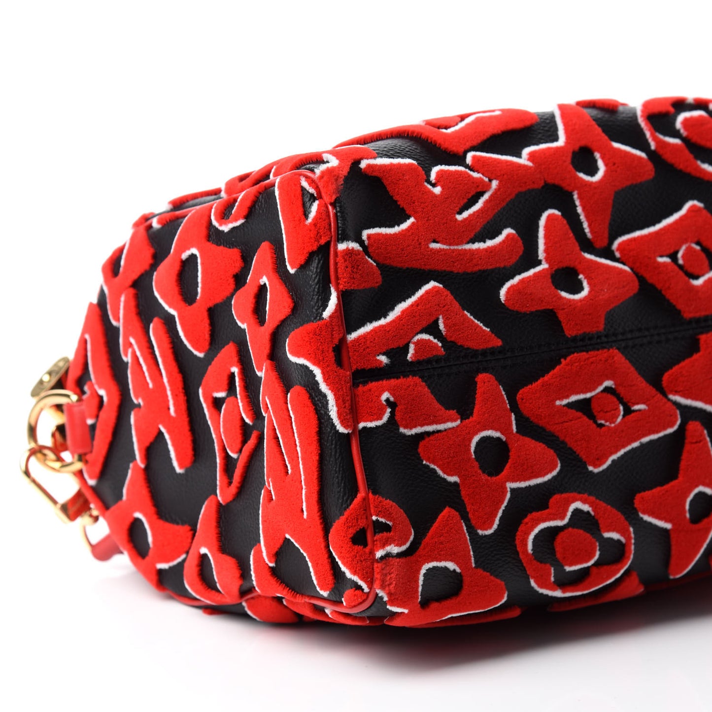 X UF Tufted Monogram Speedy Bandouliere 25 Black Red
