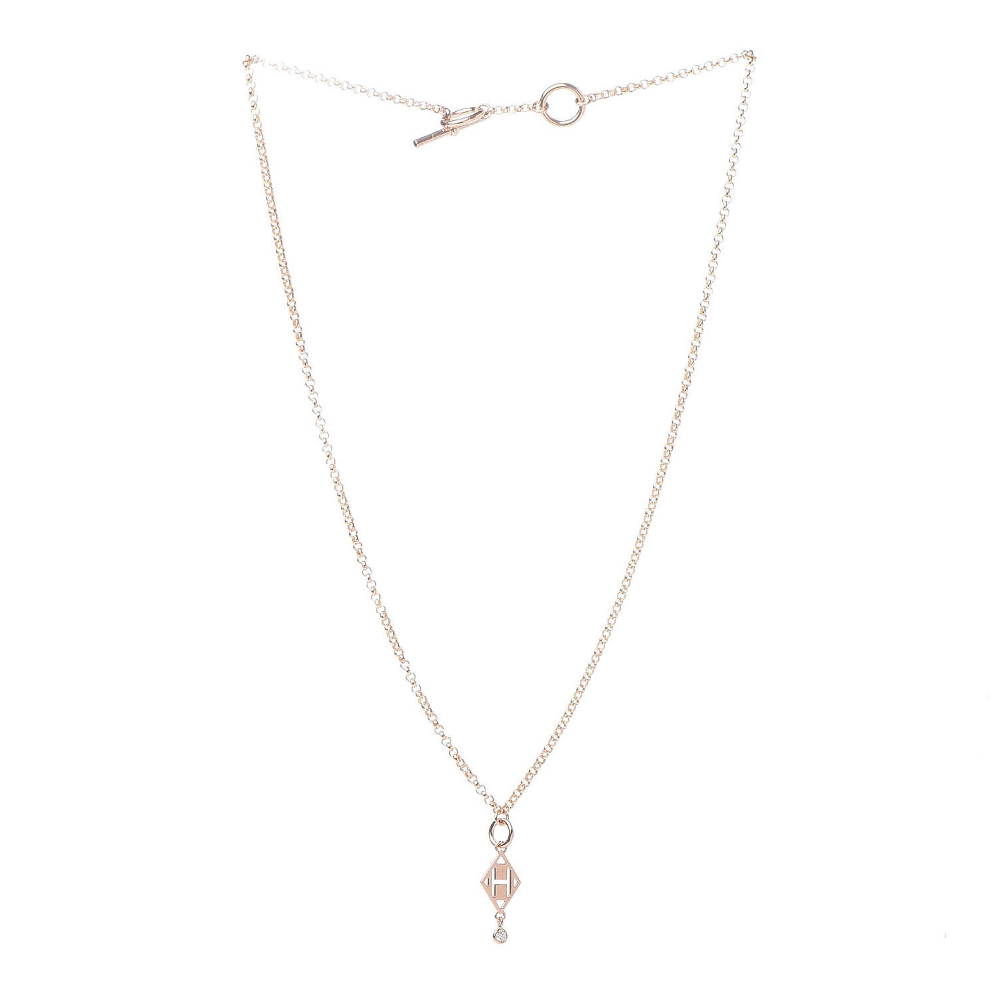 18K Rose Gold Diamond Gambade Pendant Necklace