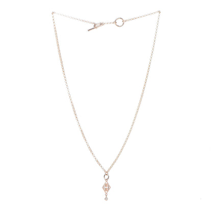Hermes 18K Rose Gold Diamond Gambade Pendant Necklace 3 of 5
