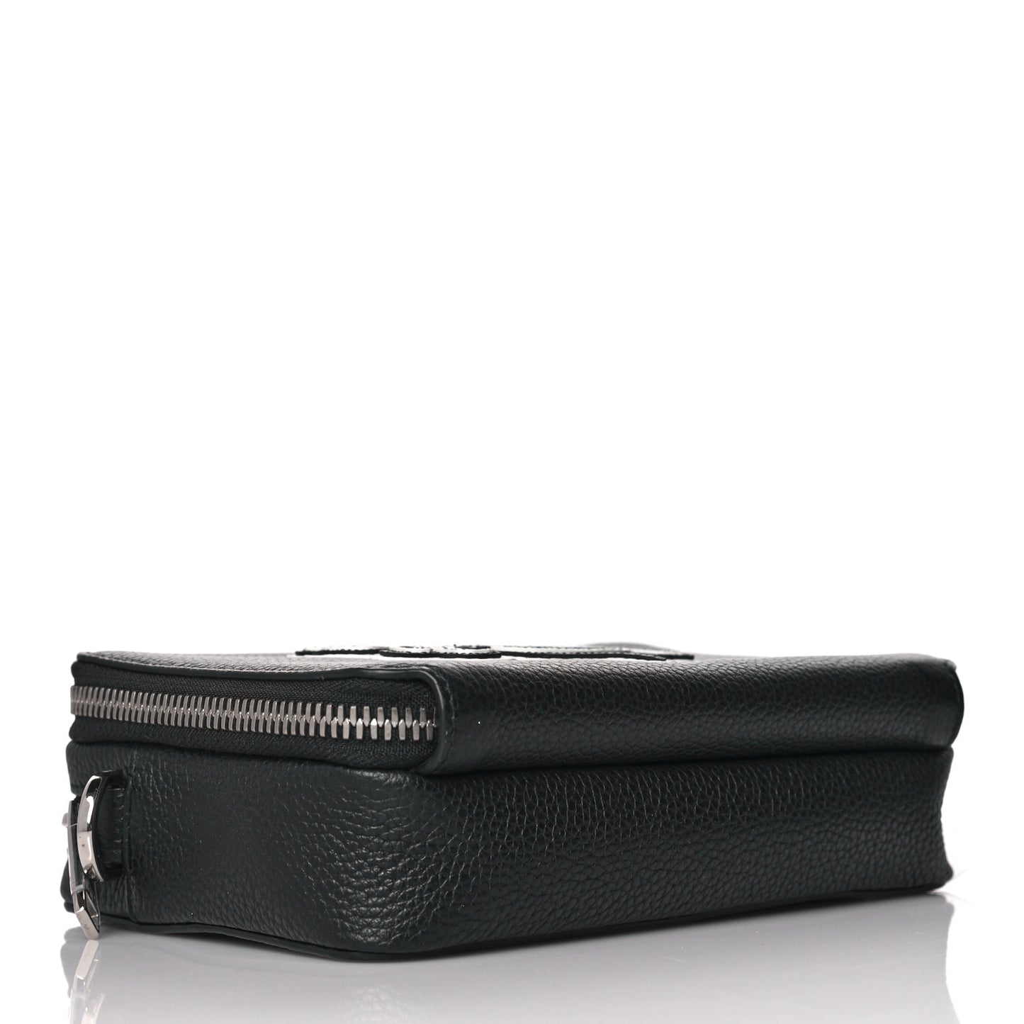 X SHAWN STUSSY Grained Calfskin Double Zip Crossbody Pouch Black