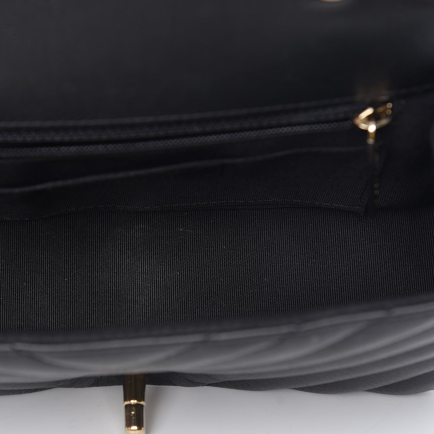 Calfskin Chevron Quilted Mini Statement Flap Black
