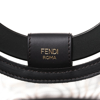 Fendi Mesh Vitello Century Cuoio FF 1974 Medium Runaway Shopper Tote Marrone Black Ebano 6 of 13