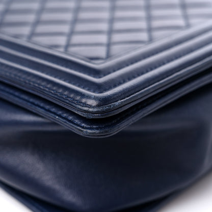 Chanel Lambskin Quilted New Medium Boy Flap Dark Blue 9 of 16