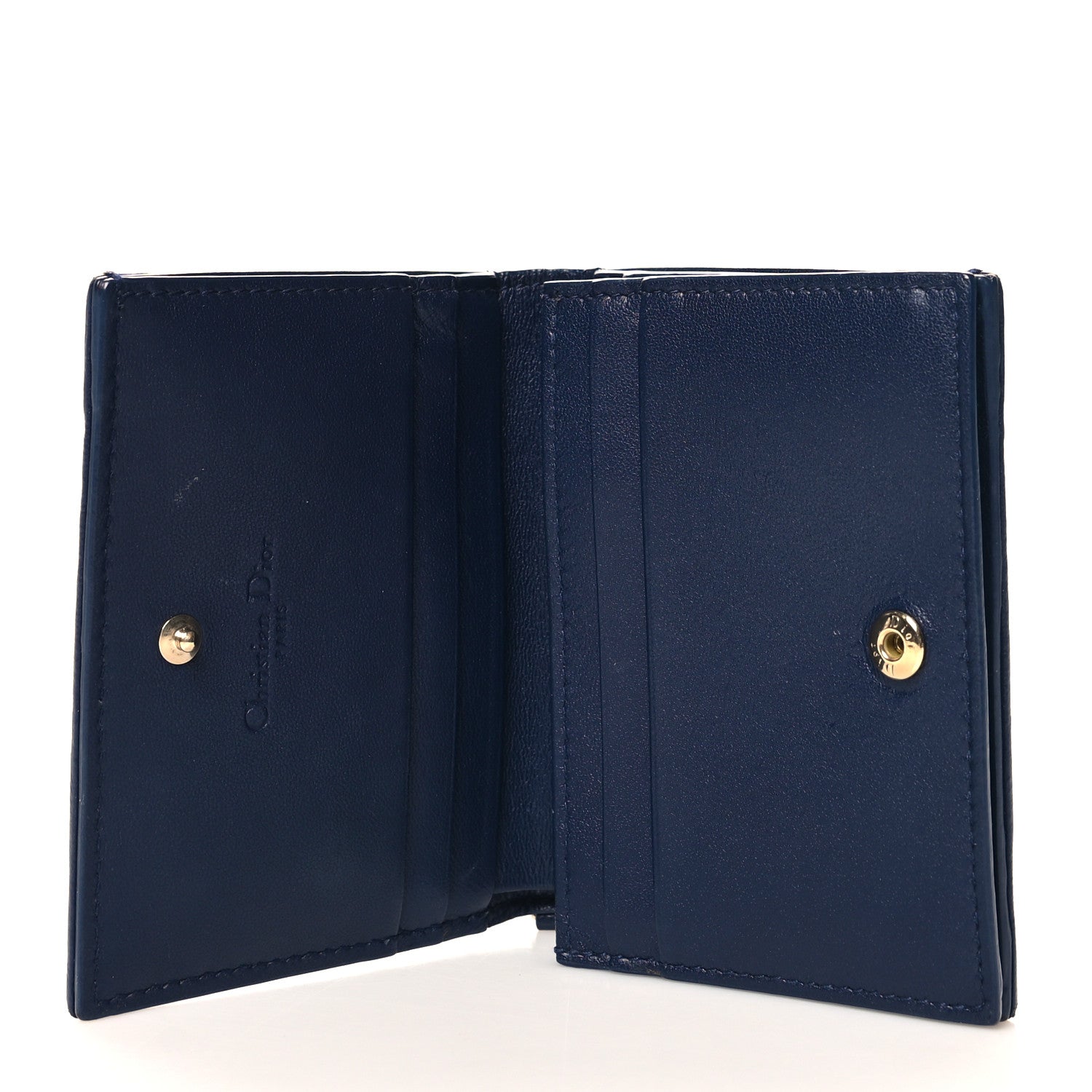 Christian Dior Lambskin Cannage Mini Lady Dior Wallet Navy 5 of 8